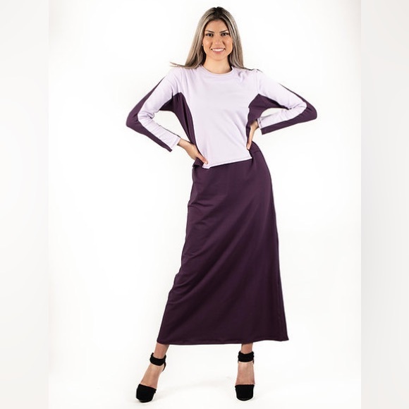 DEVORAH'S SECRET Maxi Dress Robe Hidden Nursing Flap Lilac & Purple - Picture 3 of 4